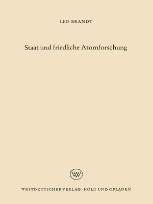 cover image of Staat und friedliche Atomforschung